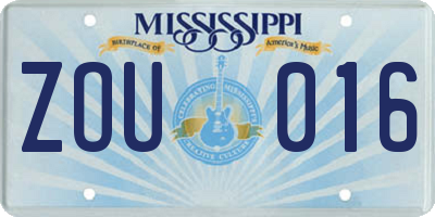 MS license plate ZOU016