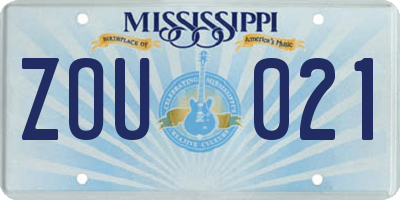 MS license plate ZOU021