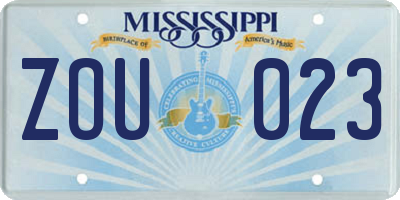 MS license plate ZOU023