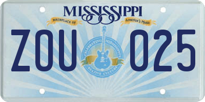 MS license plate ZOU025