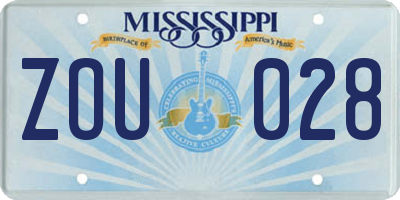 MS license plate ZOU028