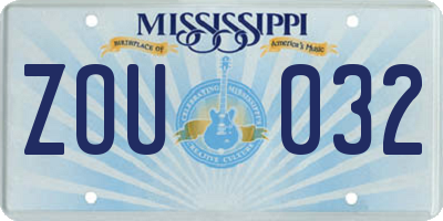 MS license plate ZOU032