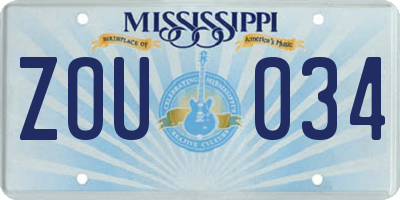 MS license plate ZOU034