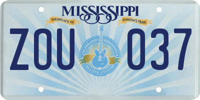 MS license plate ZOU037