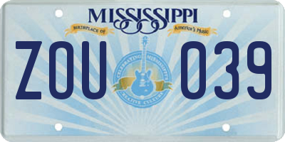 MS license plate ZOU039