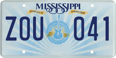 MS license plate ZOU041