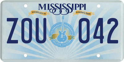 MS license plate ZOU042
