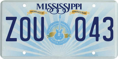 MS license plate ZOU043