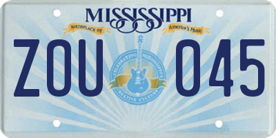 MS license plate ZOU045
