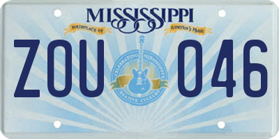 MS license plate ZOU046