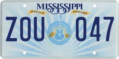 MS license plate ZOU047