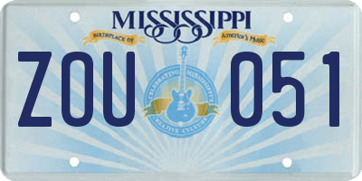 MS license plate ZOU051