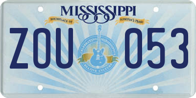 MS license plate ZOU053