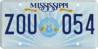MS license plate ZOU054