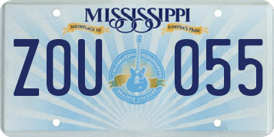 MS license plate ZOU055