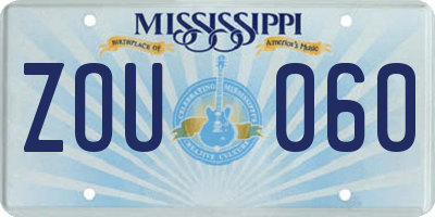 MS license plate ZOU060
