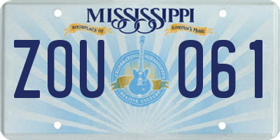 MS license plate ZOU061