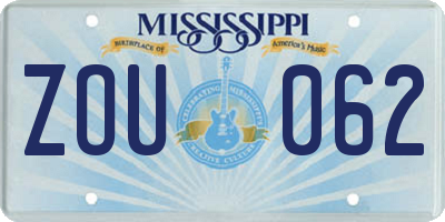 MS license plate ZOU062