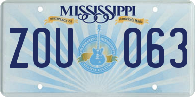 MS license plate ZOU063