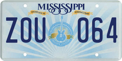 MS license plate ZOU064