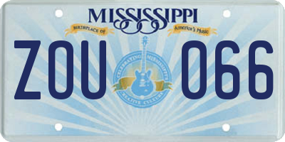 MS license plate ZOU066