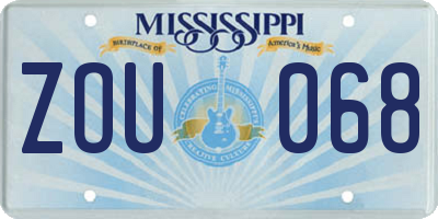 MS license plate ZOU068