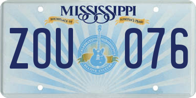 MS license plate ZOU076