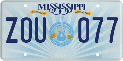 MS license plate ZOU077