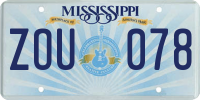 MS license plate ZOU078