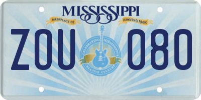 MS license plate ZOU080