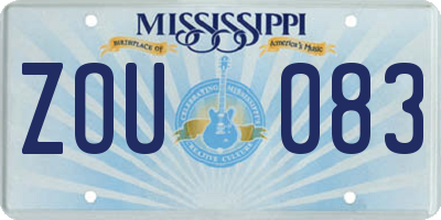 MS license plate ZOU083
