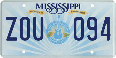 MS license plate ZOU094