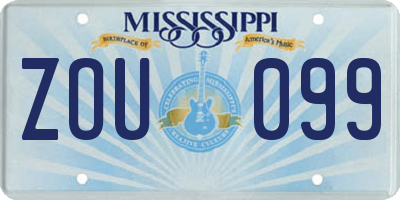 MS license plate ZOU099