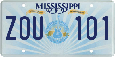 MS license plate ZOU101