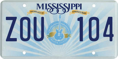 MS license plate ZOU104