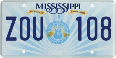 MS license plate ZOU108