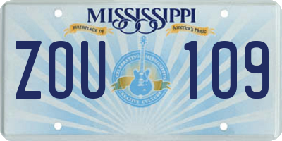 MS license plate ZOU109