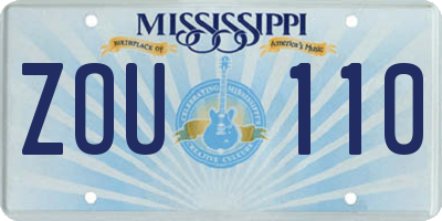 MS license plate ZOU110