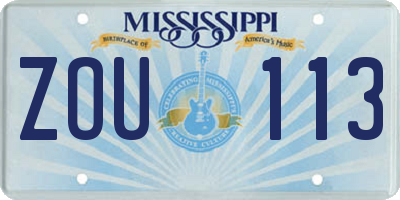 MS license plate ZOU113