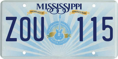 MS license plate ZOU115