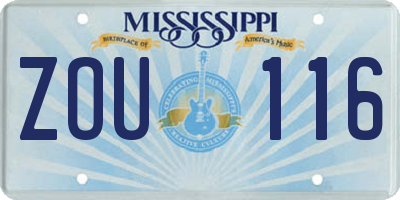 MS license plate ZOU116