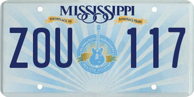 MS license plate ZOU117