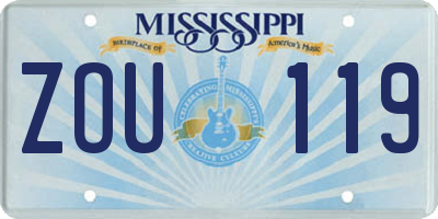 MS license plate ZOU119
