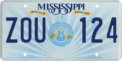 MS license plate ZOU124