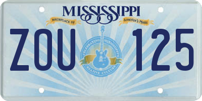 MS license plate ZOU125