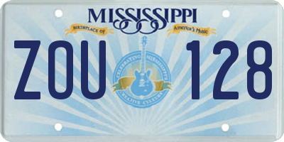 MS license plate ZOU128