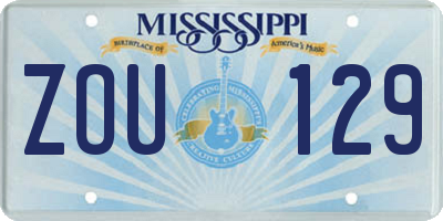 MS license plate ZOU129