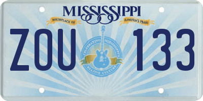 MS license plate ZOU133