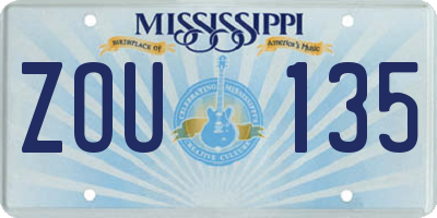 MS license plate ZOU135