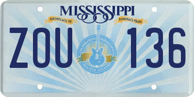 MS license plate ZOU136